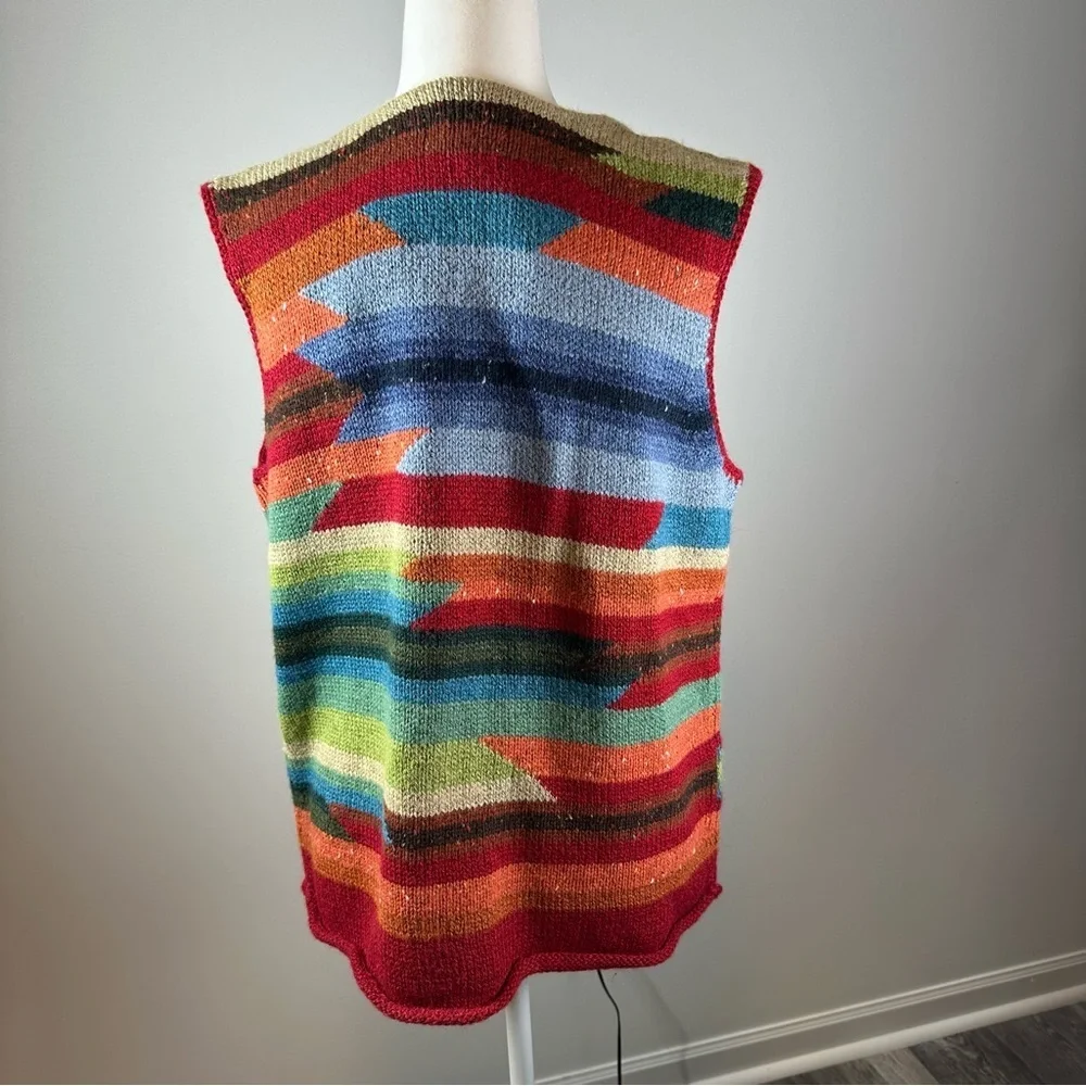 Northern Isles Multicolor Knit Sweater Vest L Southwest Aztec Pattern New